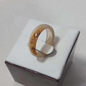 حلقه سنگی عقیق نارنجی دو رنگ