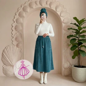 دامن مخمل کبریتی دوجیب بلند در رنگبندی متنوع(کد1426)