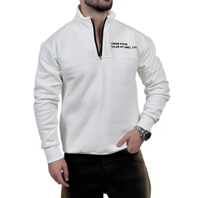 دورس مردانه نوشته دار سفید مشکی مدل نیم زیپ