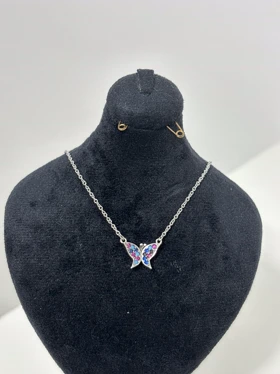 گرردنبند نقره زنانه پروانه مینیمال 975