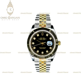 ساعت مچی رولکس دیت جاست سوئیسی صفحه مشکی ایندکس نگین Rolex Datejust