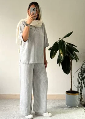 ست مانتو شلوار لینن درسا