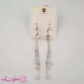 گوشواره زنانه آویز بلند ژوپینگ نقره ای