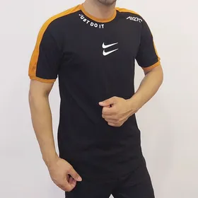 تیشرت مردانه نایک NIKE رنگ مشکی آجری آستین کش
