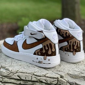 کفش ایرفورس ساق بلند کاستوم Caramel Drip
