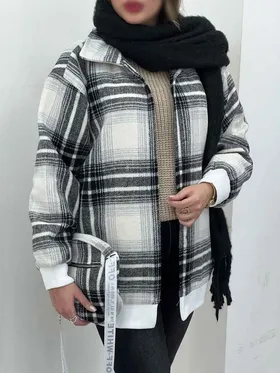 پالتو چهارخونه کیف دار