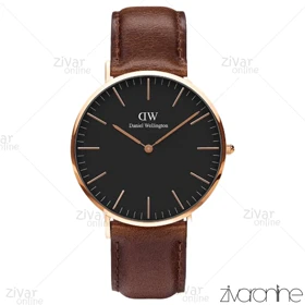 ساعت دنیل ولینگتون مردانه صفحه مشکی بند چرم قهوه ای 103539