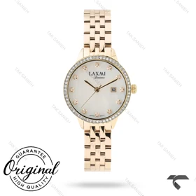 ساعت لاکسمی زنانه 8139-6 طلایی دورنگین صفحه سفید Laxmi-9172-L