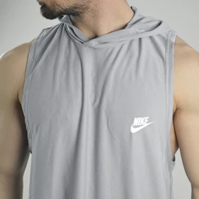 رکابی کلاهدار ورزشی مردانه نایک مدل VHD-Dri Fit-4K1003 طوسی روشن