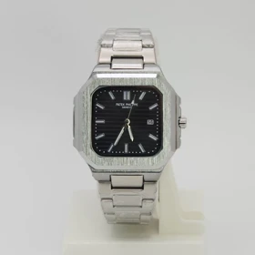 ساعت مچی مردانه پتک فیلیپ Patek Philippe تمام استیل رنگ ثابت (بند نقره ای با صفحه مشکی)