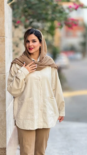 مانتو لینن جیب پایین