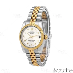 ساعت رولکس دیت جاست زنانه صفحه سیلور اعداد عربی 106627