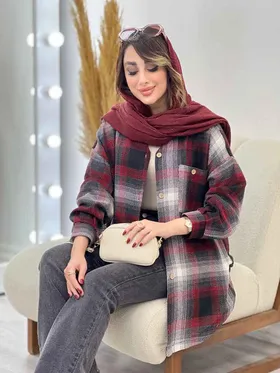 مانتو چهارخونه جیب دکمه آنیل