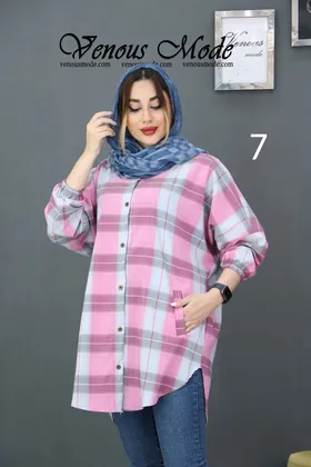 مانتو چهارخونه بغل جیب