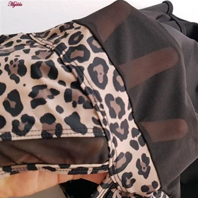 مایو زنانه مدل پلنگی رنگ مشکی رونیا کد 5027-710