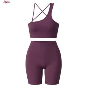 ست نیمتنه و شلوارک ورزشی زنانه رنگ بنفش ماییلدا مدل 5409-7106