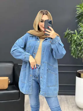 مانتو جین جیب کج