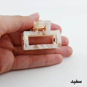 کلیپس دخترانه فلزی طرح مستطیلی آبرنگی کوچک (سفید)