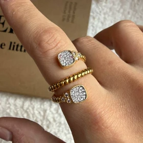 انگشتر طلایی دو بند با طراحی پیچ‌خورده