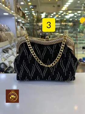 کیف مجلسی دستی زنانه نگینی دهنه بولگاری
