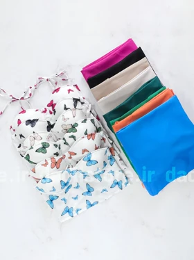 ست نیم‌تنه کاپ‌دار و شلوار پارچه ای بگ طرح پروانه