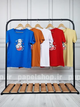 تیشرت نخ پنبه یقه گرد طرح پاندا و قلب