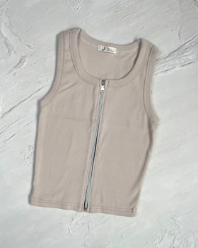 کراپ یقه خشتی جلو زیپ کد 1400186 (خاکی)