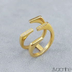 انگشتر زنانه طرح طلا دولاین نگینی 30168