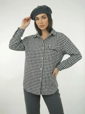 شکت یقه دار پشمی پیچازی تک جیب