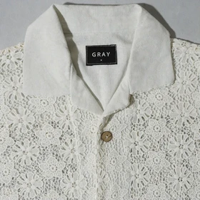 گری پیراهن آستین کوتاه white guipure shirt