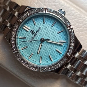 ساعت مچی زنانه طرح AP موتور ژاپن صفحه آبی کیفیت A+++