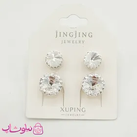 گوشواره دخترانه ژوپینگ با کریستال سفید