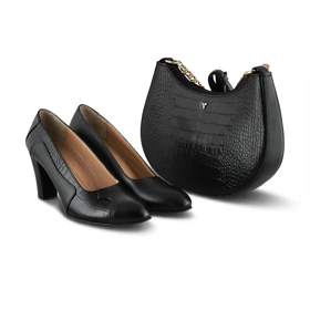 ست کیف و کفش زنانه چرم یلسان مدل دلسا کد 904-ANA-GC