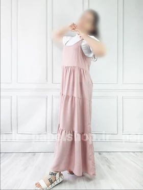 پیراهن ساحلی طبقه‌ای چین‌دار با بند تنظیم