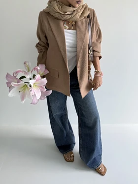 کت لینن طرح جیب