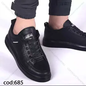 کتانی چرم مردانه مشکی - کد (Tb35) 685
