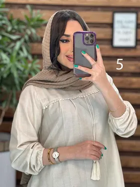 مانتو لینن جلو بسته منگوله‌دار