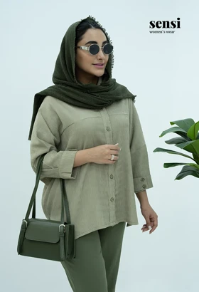 شومیزجلو دکمه موجی استین دودکمه پانچ