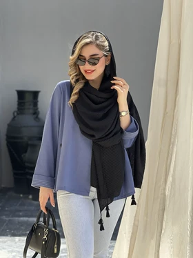 شال نخی پلیسه مایا کد 658 (مشکی)