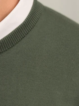 بافت یقه گرد سبز زیتونی sh390