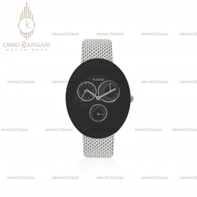 ساعت مچی رادو تخم مرغی فول دیت بند حصیری صفحه مشکی Rado