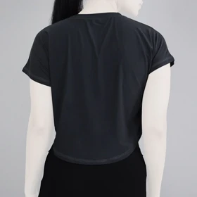 کراپ آستین کوتاه ورزشی زنانه نایک مدل VHD-3C337 طوسی تیره