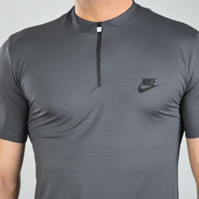 تیشرت نیم زیپ ورزشی مردانه نایک مدل VHD-DRI FIT-3C292 طوسی تیره