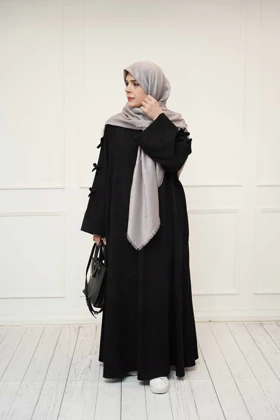 عبا پاپیونی مخمل کبریتی در رنگبندی (مشکی)