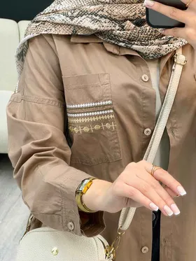مانتو جیب گلدوزی پایین هلال
