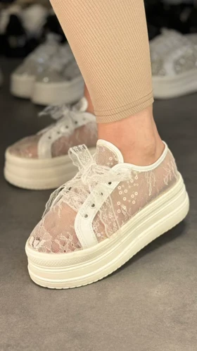 6578K - کتانی عروس دانتل بلند 6578K