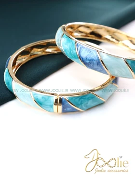 دستبند- بنگل زنانه میناکاری گلد کد B2186 (آبی)