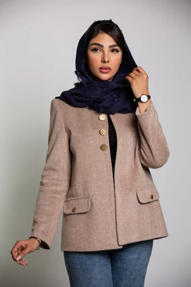 پالتو کت یقه گرد جناقی دکمه نما