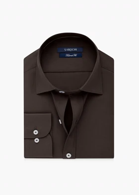 پیراهن کلاسیک فلورا ساده قهوه‌ای