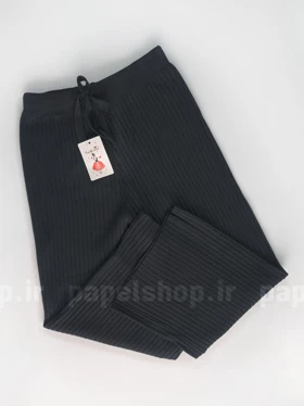 شلوار بافت مشکی فیتیله ای